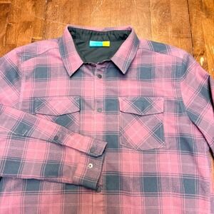 Yeti Cycles Stagecoach Flannel Shirt XL Dusty Purple Plaid MTB Cycling Snaps